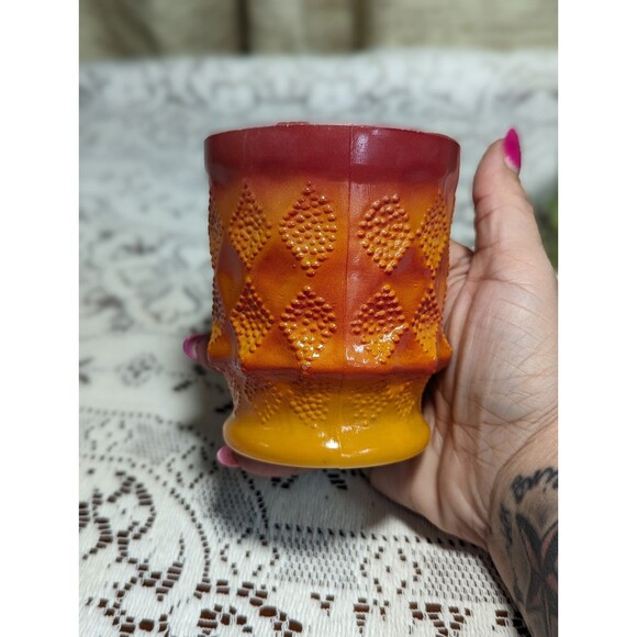 Vintage Kimberly Diamond Anchor Hocking Fire King Glass Set of 2 Mugs  Green Red - Picture 8 of 12